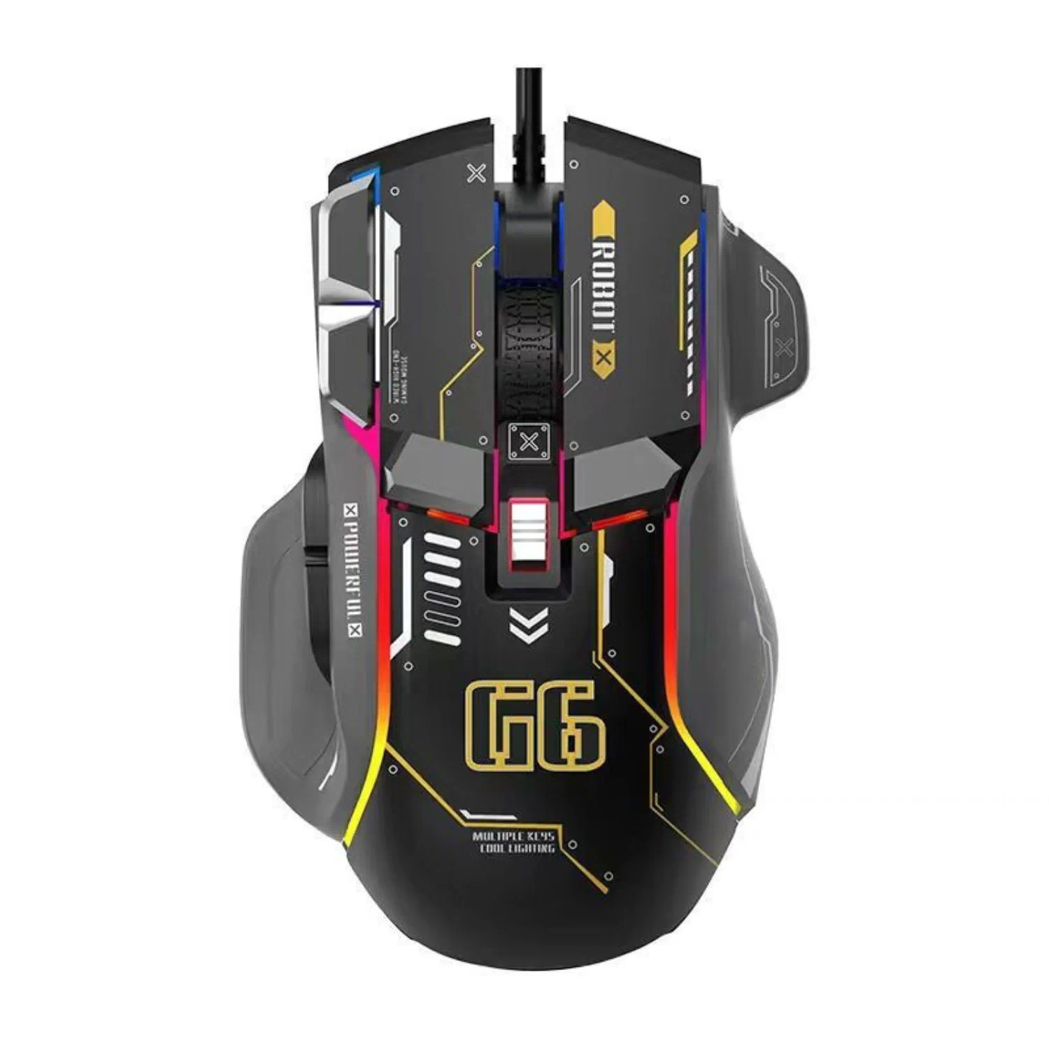 Профессиональная проводная игровая мышь G6 с 10 клавишами, 12800DPI, RGB для киберспорта Черная