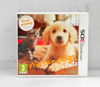 Nintendogs + Cats Голден ретривер и новые друзья Полностью на русском Видеоигра на картридже Nintendo 3DS. Товар уцененный