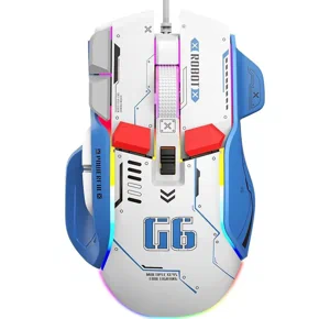Профессиональная проводная игровая мышь G6 с 10 клавишами, 12800DPI, RGB для киберспорта Optimus Prime Белая