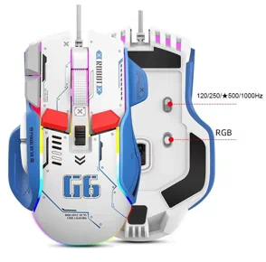 Профессиональная проводная игровая мышь G6 с 10 клавишами, 12800DPI, RGB для киберспорта Optimus Prime Белая