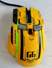 Профессиональная проводная игровая мышь G6 с 10 клавишами, 12800DPI, RGB для киберспорта Bumblebee Желтая